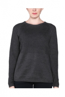 Ladies Rd Neck Wool Pullover in Weave Knit